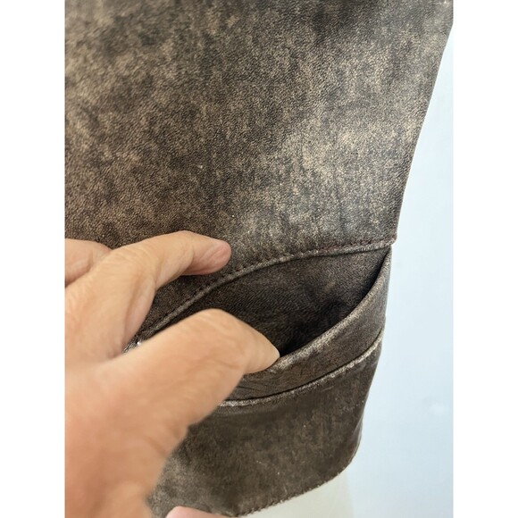 Pierre Balmain Paris Olive Green Rustic Distresssd Leather Vest Size 2 w/flaws - Picture 8 of 11